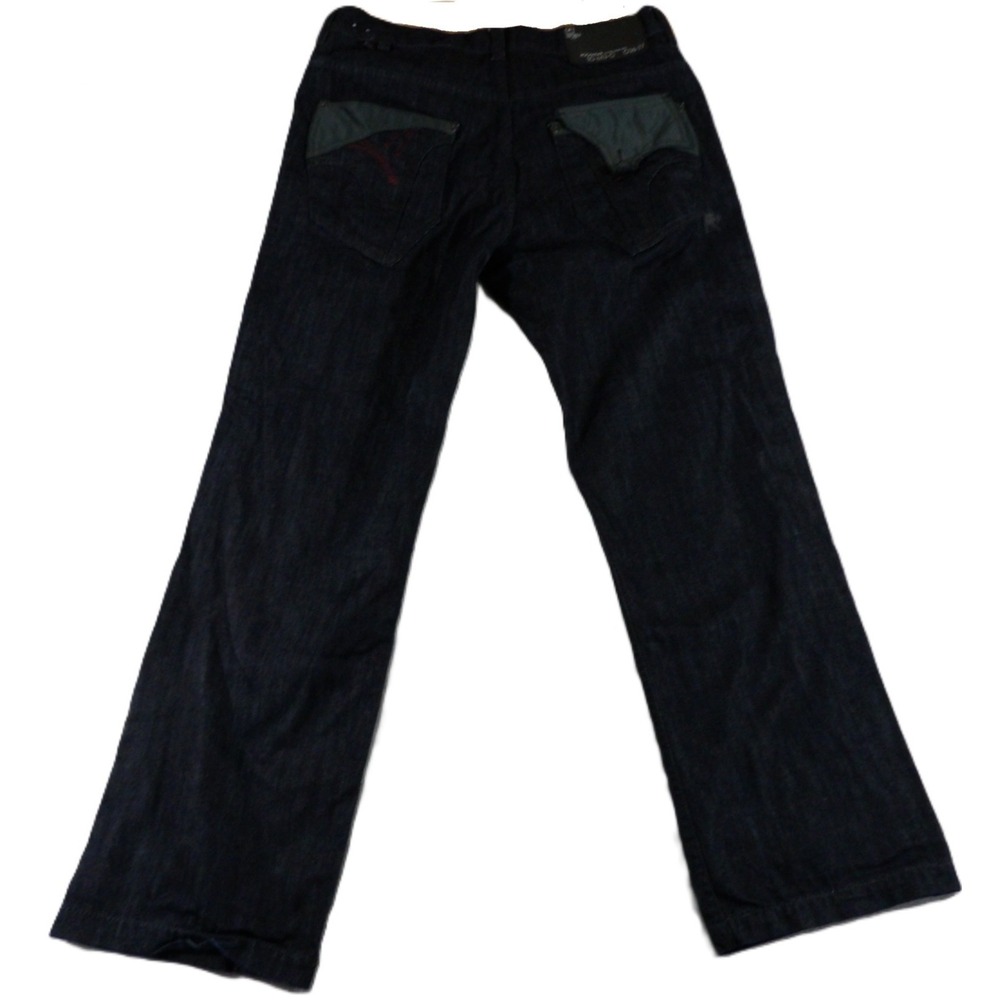 VTG Rocawear Regular Fit Jeans Men 38x32 Dark Indigo Raw Denim Y2K Baggy Hip Hop